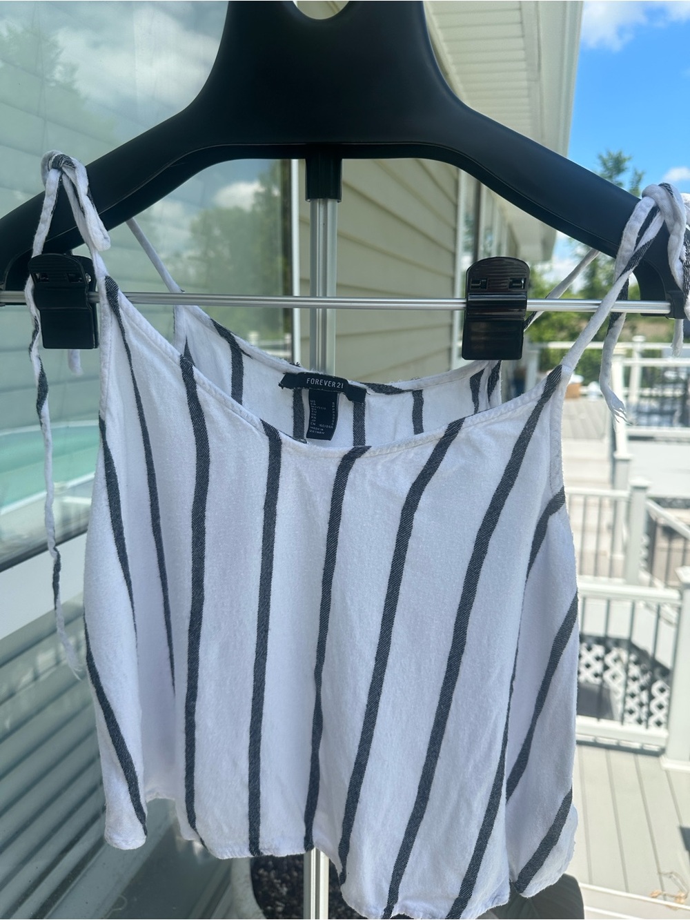 Forever 21 Crop White Top with Black Stripes